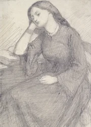 Elizabeth Siddal portréja ülve (grafit papíron)